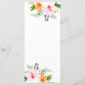 Tropische bruiloft menu Luau Floral Beach Palm (Achterkant)