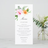 Tropische bruiloft menu Luau Floral Beach Palm (Staand voorkant)