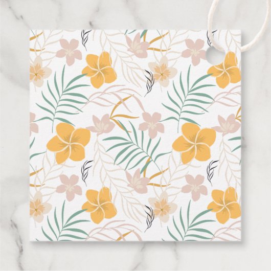 Tropische bruiloft met pastelbladeren en -bloemen bedankjes labels (Achterkant)