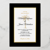 Tropische bruiloft met zwarte goudpalm folie uitnodiging (Voorkant)