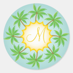Tropische bruiloft monogram Envelope Seal Sticker