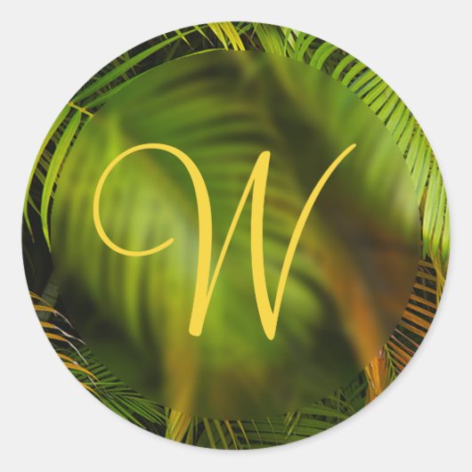 Tropische bruiloft Monogram palms Envelope zegels (Voorkant)
