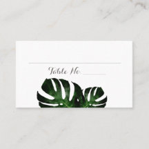 Tropische bruiloft Monstera Fern Flat Place Card
