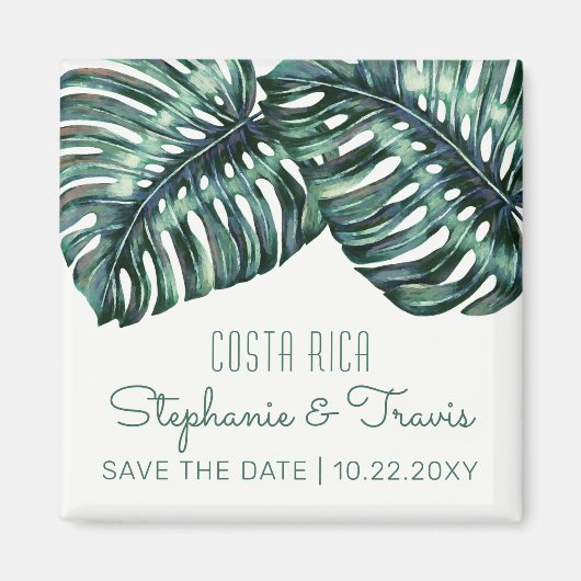 Tropische bruiloft Monstera Save the Date Magneet (Voorkant)