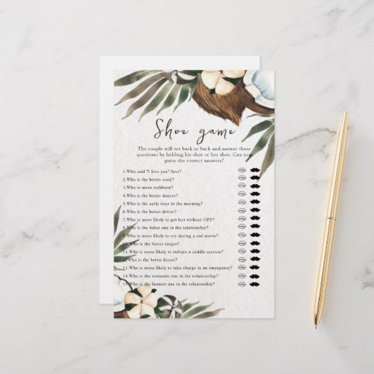 Tropische bruiloft of koppels douche schoen spel (Voorkant / Achterkant in situ)