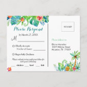 Tropische bruiloft Opvang eetbare maaltijden RSVP Uitnodiging Briefkaart (Achterkant)