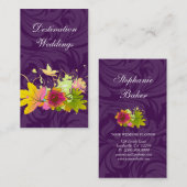 Tropische bruiloft Paarse roze ventilator Visitekaartje (Voorkant / Achterkant)