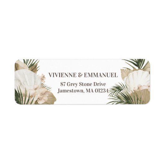 Tropische bruiloft Palm Boho Return Address Label (Voorkant)