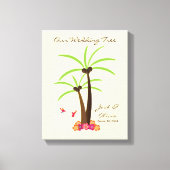 Tropische bruiloft palmboom Thumbprint Guestbook Canvas Afdruk (Voorkant)