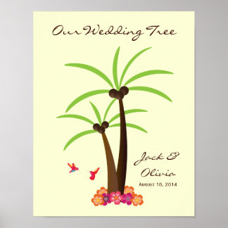 Tropische bruiloft palmboom Thumbprint Guestbook Poster