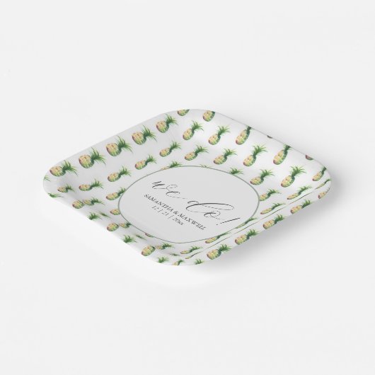 Tropische bruiloft papier Borden ananas Papieren Bordje (Gebogen)