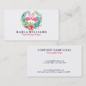 Tropische Bruiloft Planner Kleurrijke Bloemen Kran Visitekaartje (Voorkant / Achterkant)