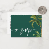 Tropische bruiloft QR Code antwoord Kaart Notitiekaartje (Voorkant / Achterkant in situ)