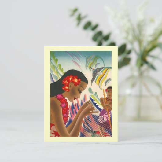 Tropische bruiloft redt de datum waarop Luau aanko Kaart (Staand voorkant)