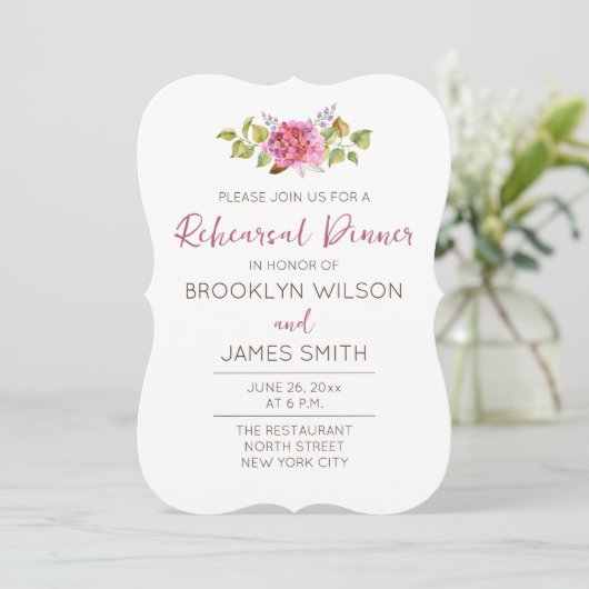 Tropische bruiloft repetitie uitnodigingen met blo (Staand voorkant)