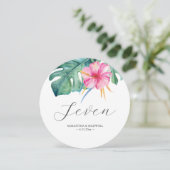 Tropische Bruiloft Ronde Tafel Nummer Kaart (Staand voorkant)