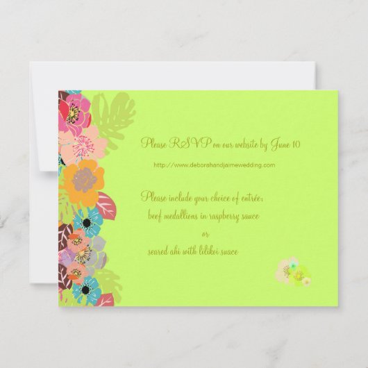 Tropische bruiloft RSVP/Achtergrond toevoegen RSVP Kaartje (Achterkant)