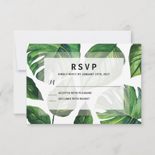 Tropische bruiloft RSvp, Beach Wedding Kaart (Voorkant)