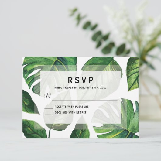 Tropische bruiloft RSvp, Beach Wedding Kaart (Staand voorkant)