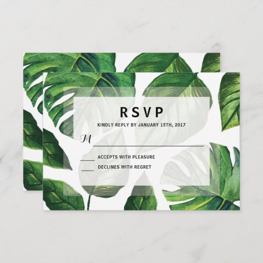Tropische bruiloft RSvp, Beach Wedding Kaart (Voorkant / Achterkant)