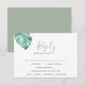 Tropische bruiloft RSVP Kaarten Waterverf groen (Voorkant / Achterkant)