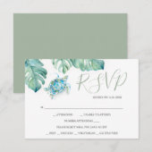 Tropische bruiloft RSVP Kaarten Waterverf Zee Schi (Voorkant / Achterkant)