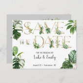 Tropische bruiloft Save the Date Briefkaart (Voorkant / Achterkant)