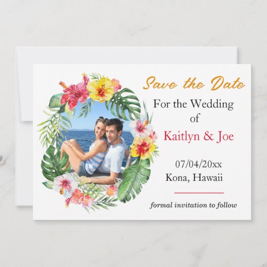 Tropische bruiloft Save the Date Uitnodiging (Voorkant)