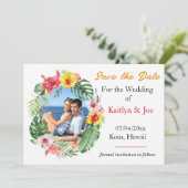 Tropische bruiloft Save the Date Uitnodiging (Staand voorkant)