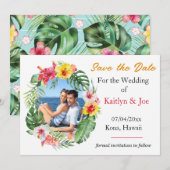 Tropische bruiloft Save the Date Uitnodiging (Voorkant / Achterkant)
