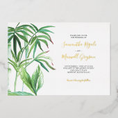 Tropische bruiloft Theme Greenery Folie Uitnodiging (Voorkant)