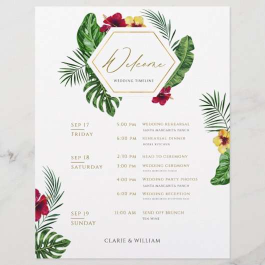 Tropische bruiloft tijdlijn reisroute Kaart (Voorkant)