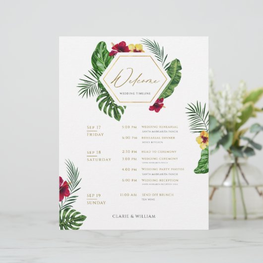 Tropische bruiloft tijdlijn reisroute Kaart (Staand voorkant)