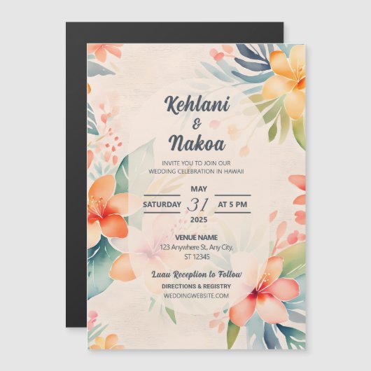 Tropische bruiloft uitnodiging - Magnetisch (Voorkant / Achterkant)