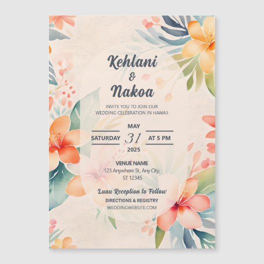 Tropische bruiloft uitnodiging - Magnetisch (Voorkant)