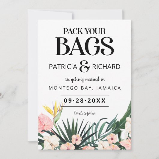 Tropische bruiloft van bestemming sparen de Datum (Voorkant)