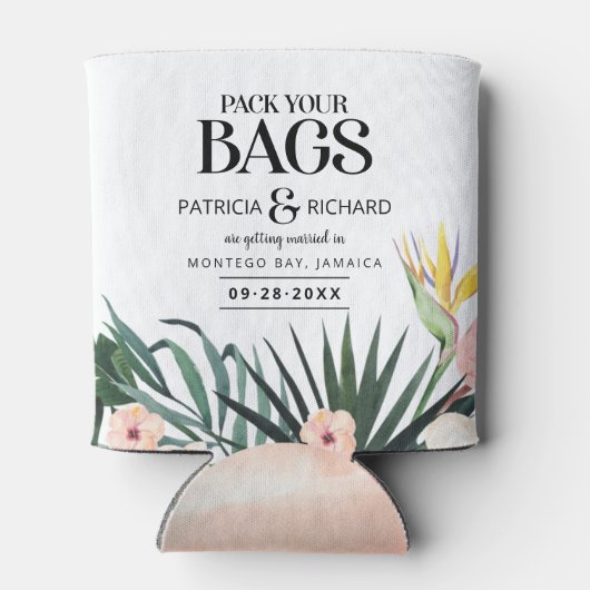 Tropische bruiloft van bestemming sparen de Datum Blikjeskoeler (Achterkant)