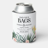 Tropische bruiloft van bestemming sparen de Datum Blikjeskoeler (Blikje Achterkant)