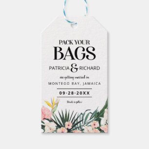 Tropische bruiloft van bestemming sparen de Datum Cadeaulabel