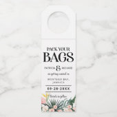 Tropische bruiloft van bestemming sparen de Datum Flessenhanger (Voorkant)