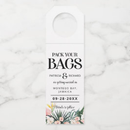 Tropische bruiloft van bestemming sparen de Datum Flessenhanger