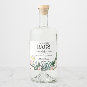 Tropische bruiloft van bestemming sparen de Datum Likeurfles Etiket