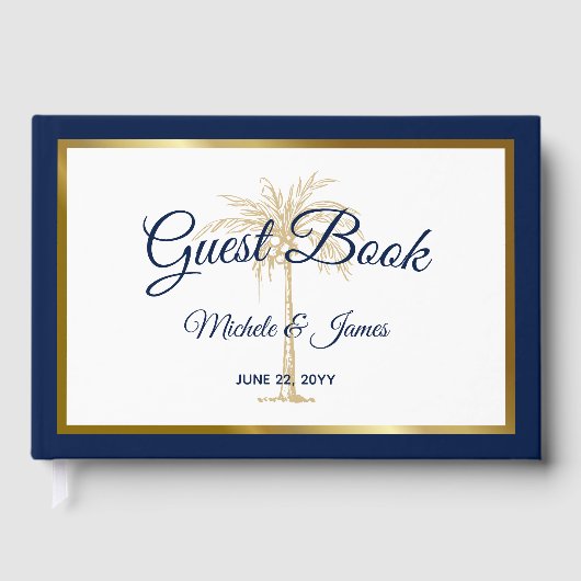 Tropische bruiloft van de bruine goudpalm van de l gastenboek (Voorkant)