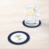 Tropische bruiloft van de bruine goudpalm van de l ronde kartonnen onderzetter (Insitu)