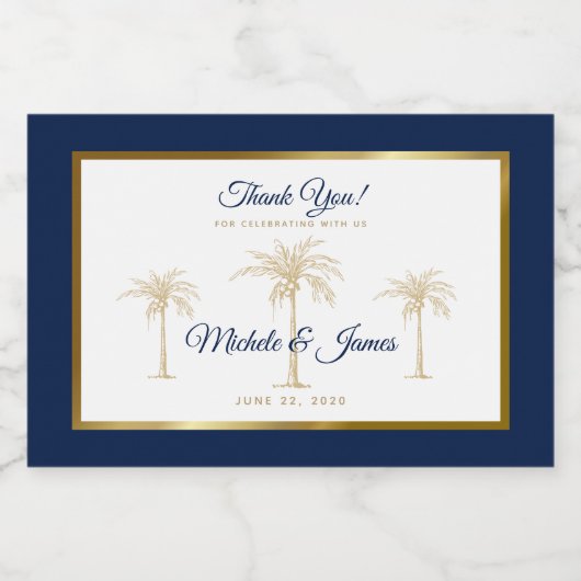 Tropische bruiloft van de bruine goudpalm van de l sparkling wijnetiket (Enkel label)