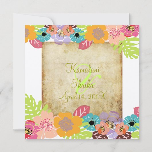 Tropische bruiloft Voeg je achtergrond toe Kaart (Voorkant)