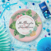 Tropische bruiloft Waterverf ananas orchidee blad Papieren Bordje (Feest)