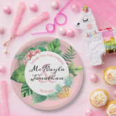 Tropische bruiloft Waterverf ananas orchidee blad Papieren Bordje (Feest)