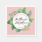 Tropische bruiloft Waterverf ananas orchidee blad Servet (Voorkant)