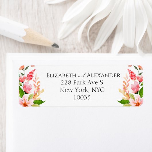 Tropische bruiloft Waterverf retour adres label (Insitu)